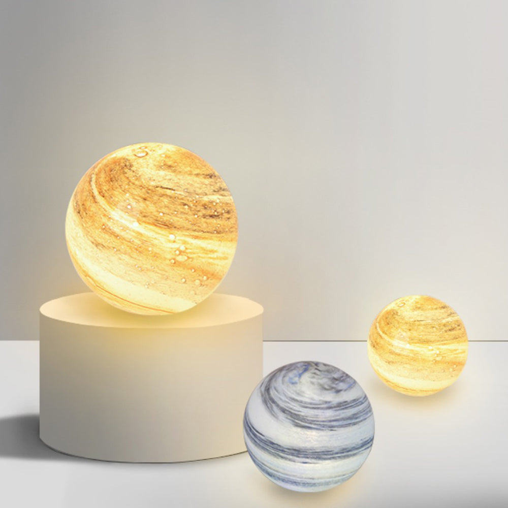 Ray Decorative Solar Planet Outdoor Ground Light, Milk Curry/Blue
