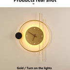 Arisha Wall Lamp Clock, Black & Gold