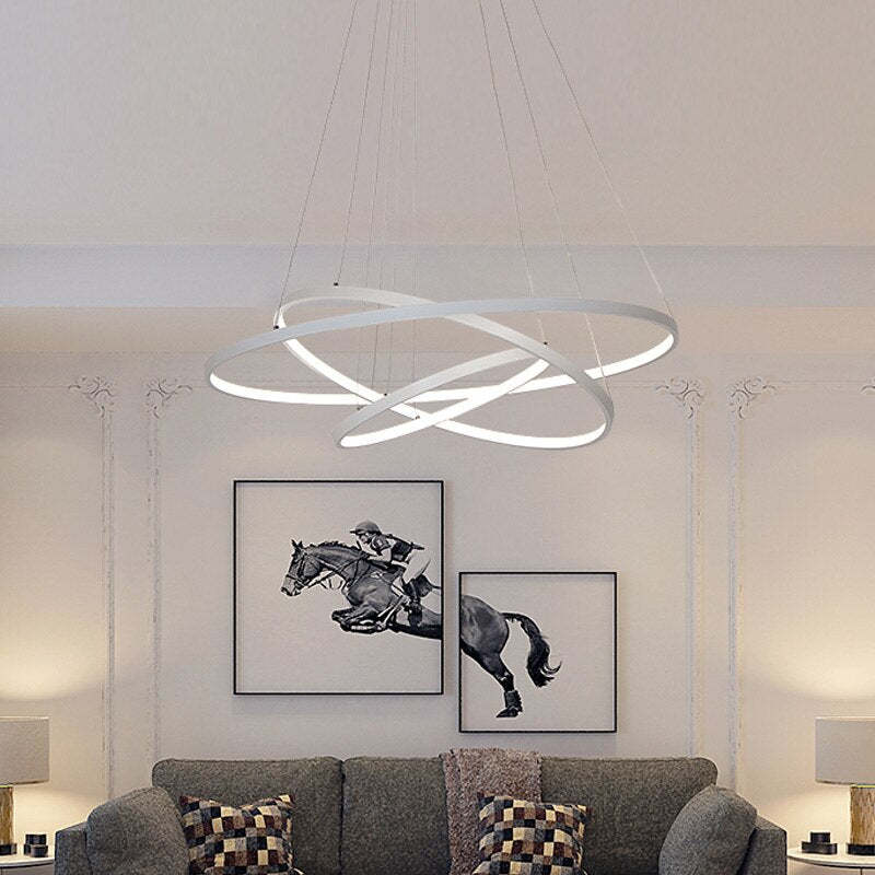 Aluna Pendant Light, Inner Ring Illuminated, White/Black/Gold