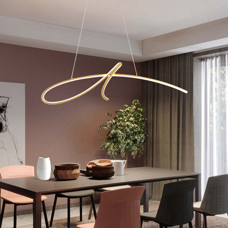 Arisha Pendant Light Irregular-curved Modern, Metal, Black/Gold, Restaurant