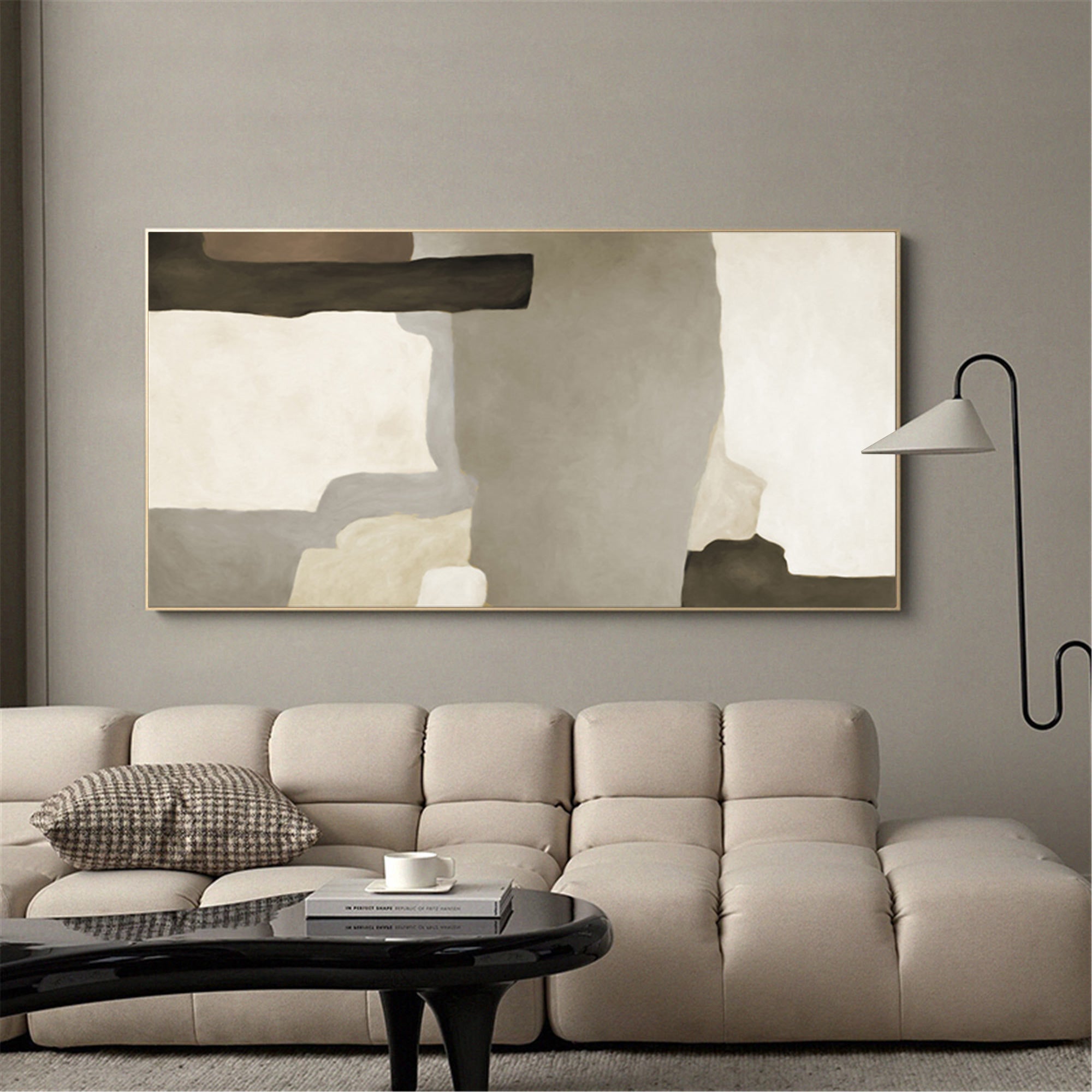 Earthy Organic Block Painting Horizontal Wabi-Sabi