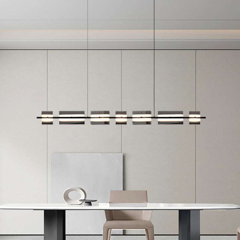 Arisha Modern Nordic Linear Copper/Glass Pendant Light, Brass/Black