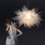 Arisha Modern Flower Fabric Pendant Light, Bedroom, White