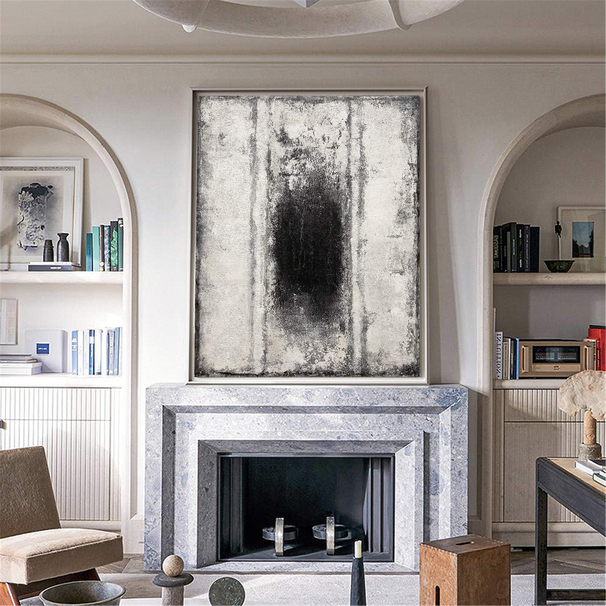 Minimalist Monochrome Abstract Oil Painting