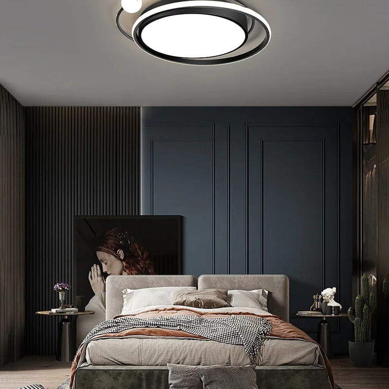 Arisha Modern Multi Orbit Flush Mount Ceiling Light, Black/Gold