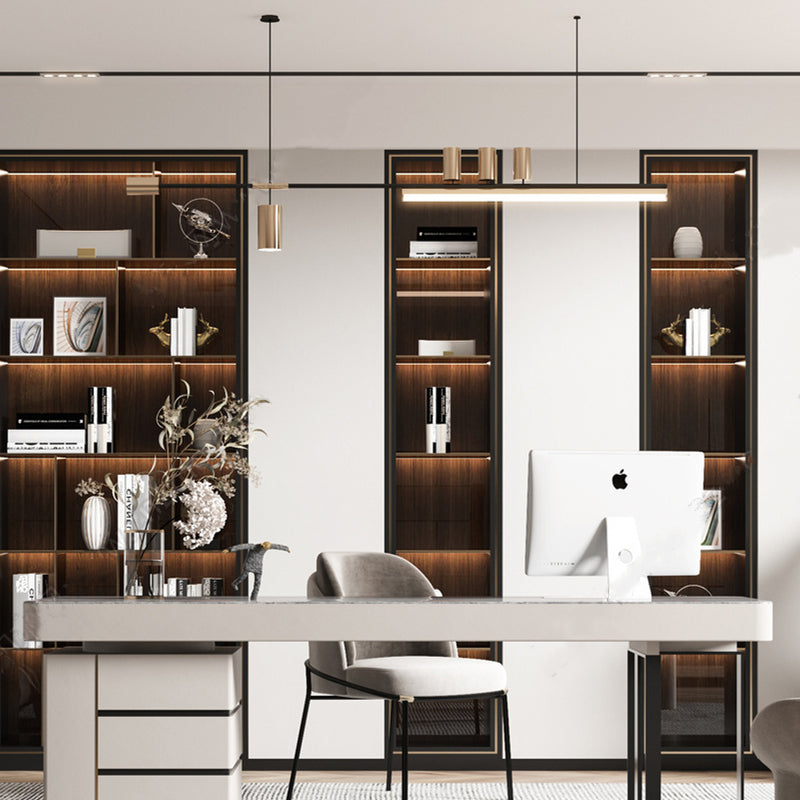 Arisha Modern Minimalist Liner  Pendant Light, Gold/Black 5 Head