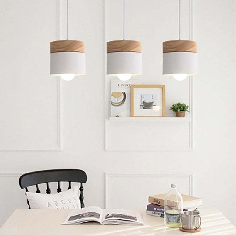 Valentina Modern Can Shape Metal/Wood Pendant Light
