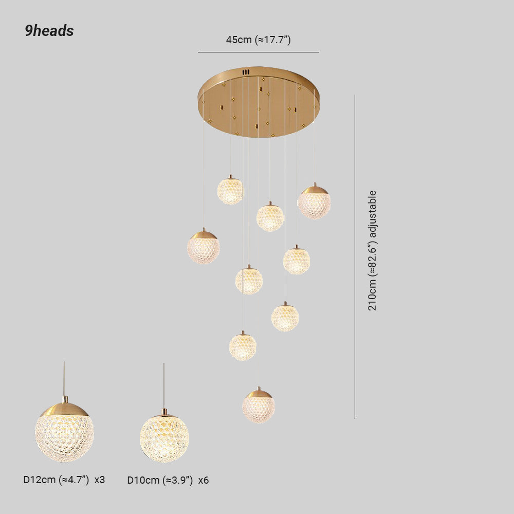 Arisha Multi Staircase Modern Art Deco Pendant Light, Gold