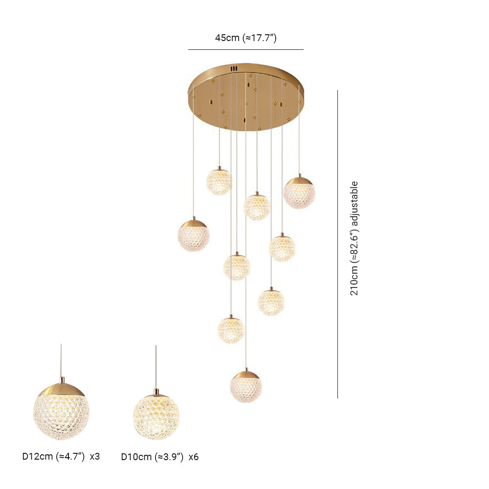 Arisha Multi Staircase Modern Art Deco Pendant Light, Gold