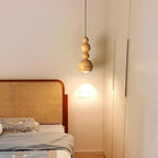 Muto Vintage LED Pendant Globe Light White Metal Wood Bedroom