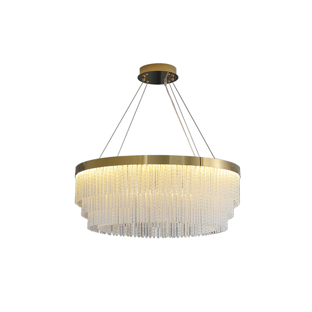 Kristy Modern Spiral Crystal Ring /Rectangle Chandelier, Gold