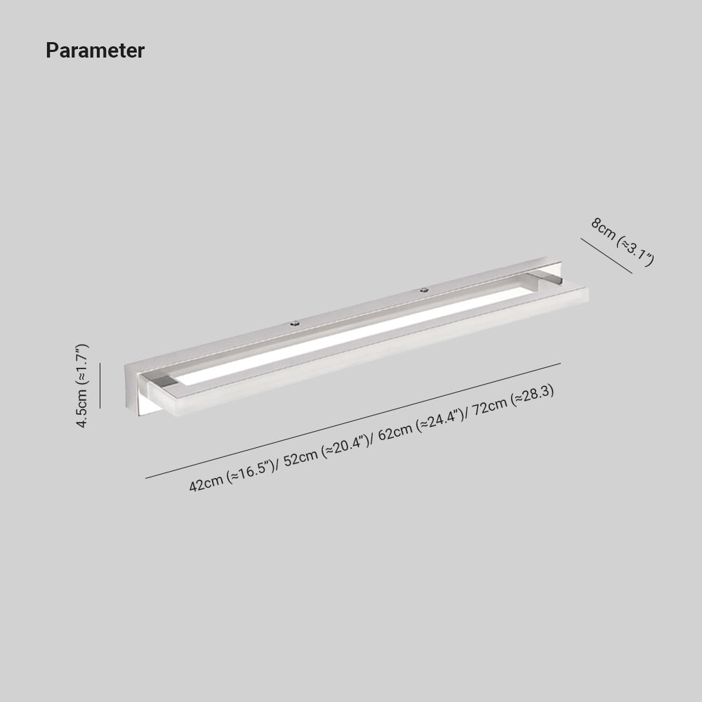 Arisha Elegant Rectangular Mirror Front Vanity Sliver White Wall Light