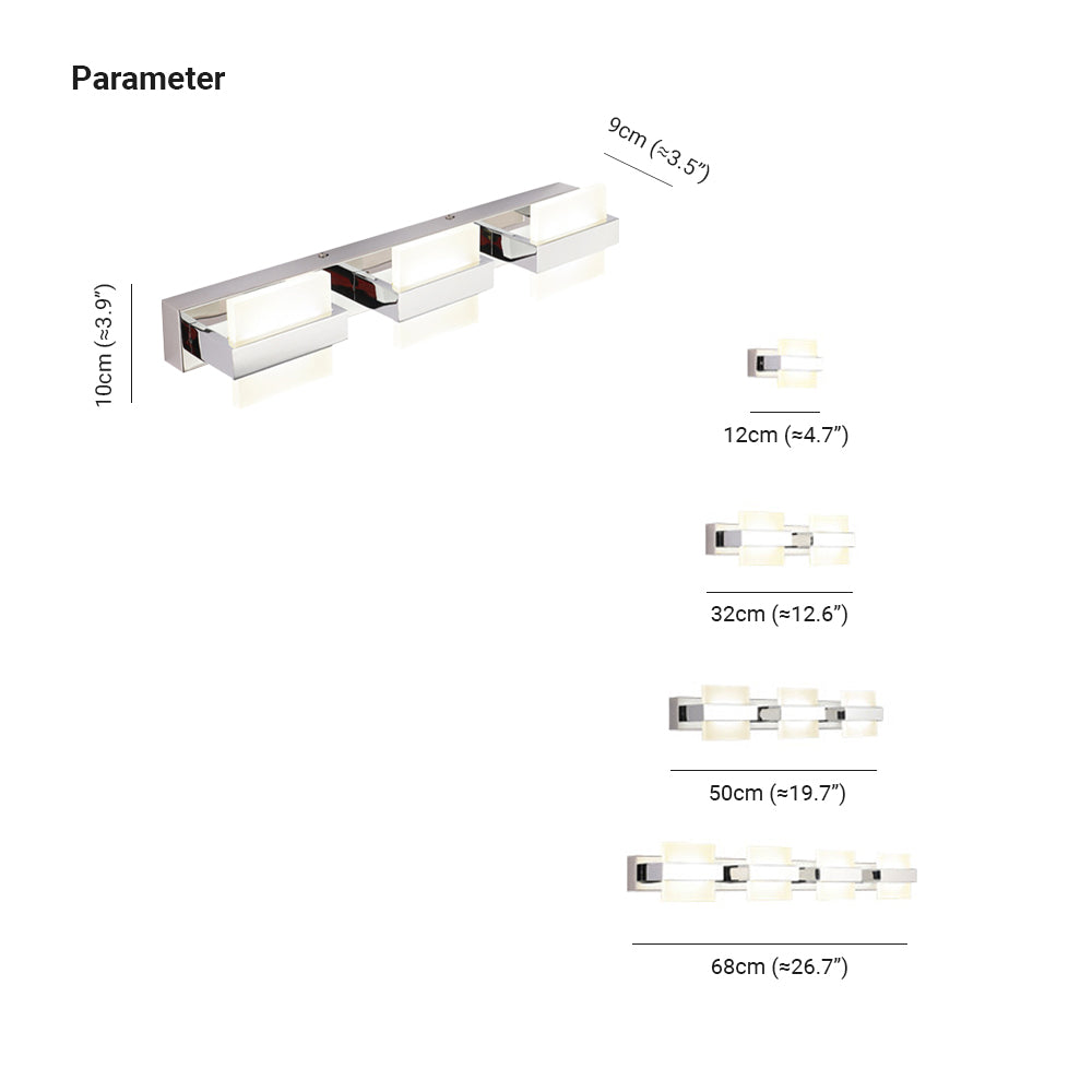 Arisha Modern Square Metal/ Wall Lamp, Silver, Bathroom