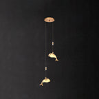 Arisha Modern Dolphin Metal Pendant Light, Gold, Metal/
