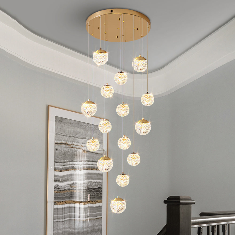 Arisha Multi Staircase Modern Art Deco Pendant Light, Gold