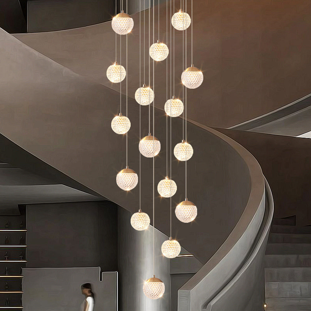 Arisha Multi Staircase Modern Art Deco Pendant Light, Gold