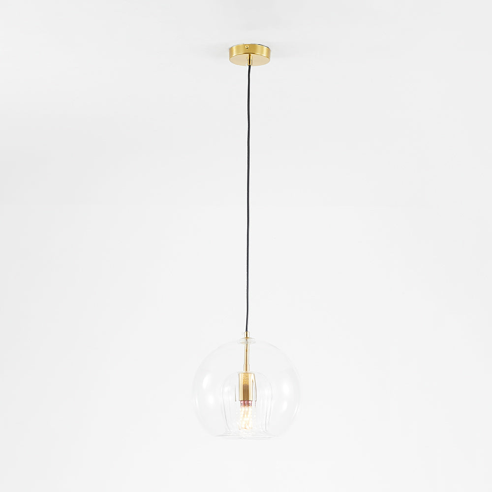 June Pendant Light Bulle Nordic Glass Transparent/Gold Living Room/Bedroom - Kingsley Beaumont