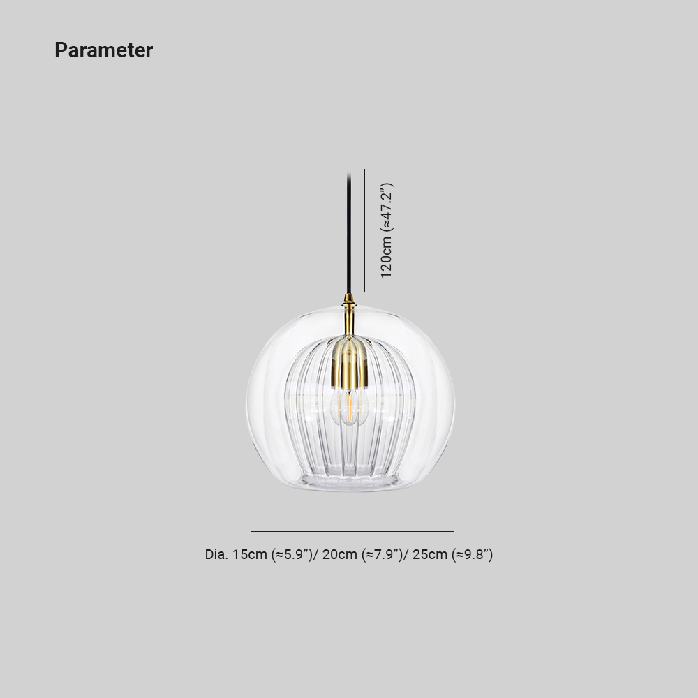 June Pendant Light Bulle Nordic Glass Transparent/Gold Living Room/Bedroom