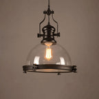 Silva Vintage Hemispherical Glass Pendant Light, Black