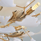 Olivia Elegant Leaf Ceramic/Metal Flush Mount Ceiling Light, Gold