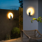 Ray Modern Metal/ Solar Waterproof Outdoor Wall Lamp, Black/White
