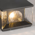 Ray Modern Transparent Rectangular Metal Glass Outdoor Floor Lamp, Black
