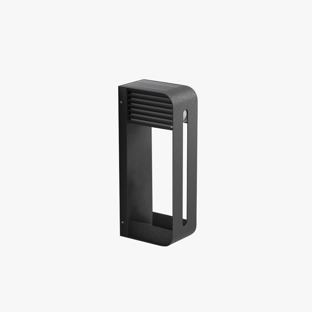 Ray Modern Rectangular Metal/ Solar Outdoor Plants Pot Holder Wall Lamp, Black