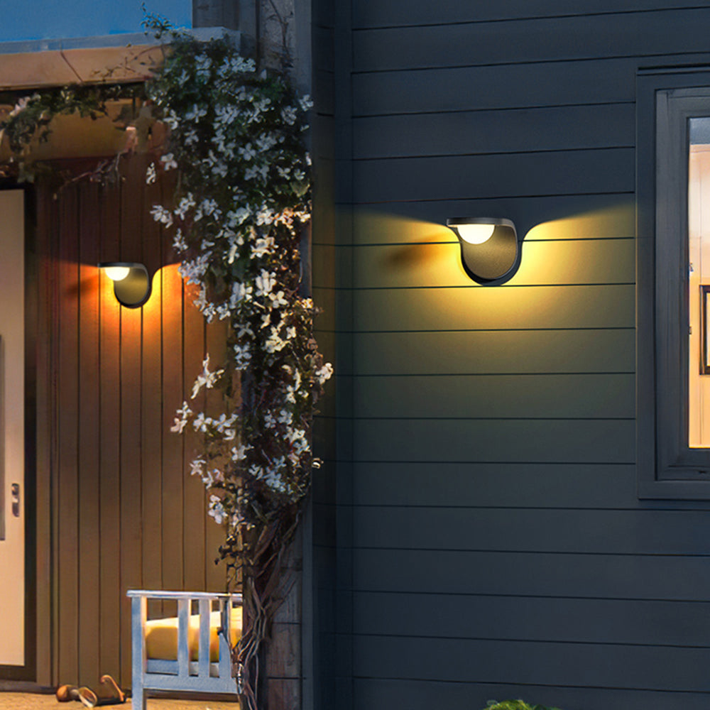 Ray Modern Arc Metal/ Solar Waterproof Adjustable Outdoor Wall Lamp, Black