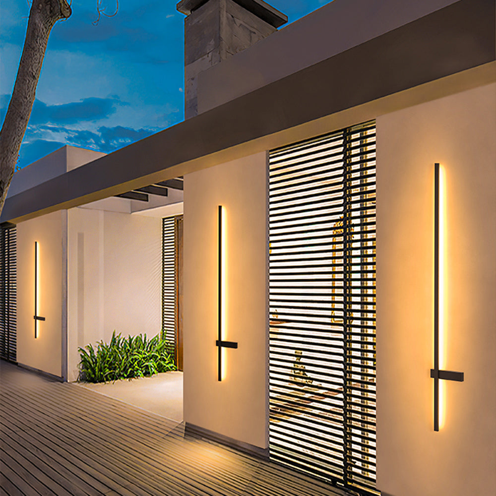 Ray Minimalist Duo-Linear Outdoor Wall Lamp, Black
