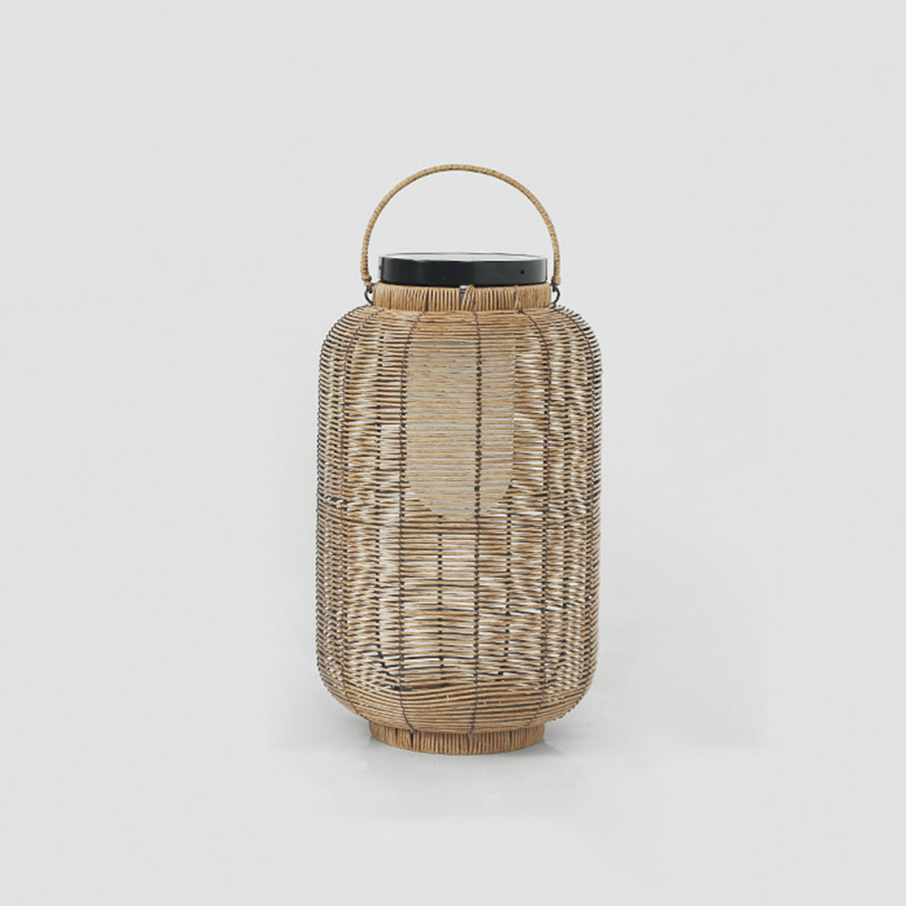 Ray Retro Lantern Metal/Rattan Floor Lamp, Wood Color