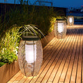 Ray Retro Lantern Metal/Rattan Floor Lamp, Wood Color