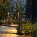Ray Modern Cylindrical Hollow Outdoor Path Light, Black