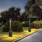 Ray Modern Cylindrical Hollow Outdoor Path Light, Black