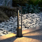Ray Modern Cylindrical Hollow Outdoor Path Light, Black