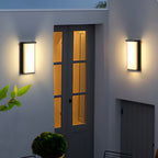 Ray Modern Minimalist Rectangular Metal Outdoor Wall Lamp, Black