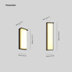 Ray Modern Minimalist Rectangular Metal Outdoor Wall Lamp, Black
