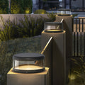 Ray Modern Cylinder Metal Solar Lamp Outdoor, Warm Light