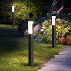 Ray Modern Metal Solar Outdoor Path Light, Black