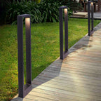 Ray Modern Metal Hollow Rectangle Outdoor Path Light, Black