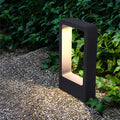 Ray Modern Metal Hollow Rectangle Outdoor Path Light, Black