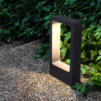 Ray Modern Metal Hollow Rectangle Outdoor Path Light, Black