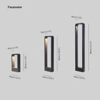 Ray Modern Metal Hollow Rectangle Outdoor Path Light, Black