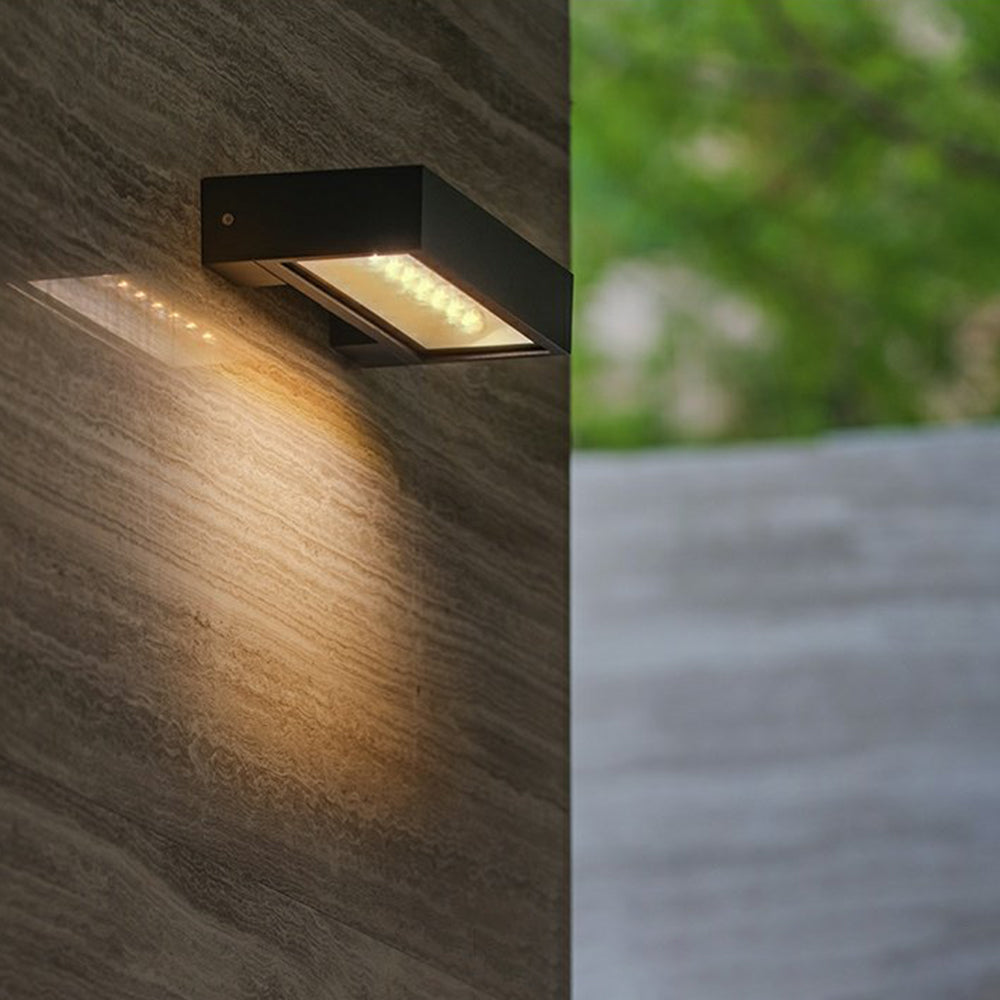Ray Modern  rectangular Solar Waterproof Outdoor Wall Lamp, Black