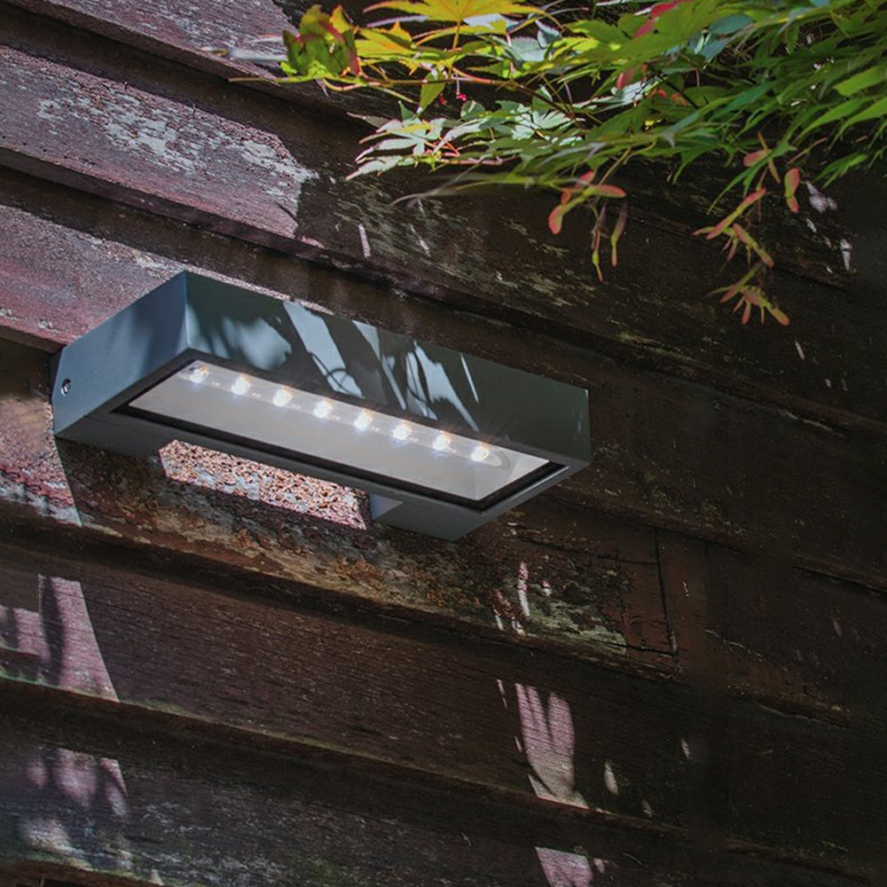 Ray Modern  rectangular Solar Waterproof Outdoor Wall Lamp, Black