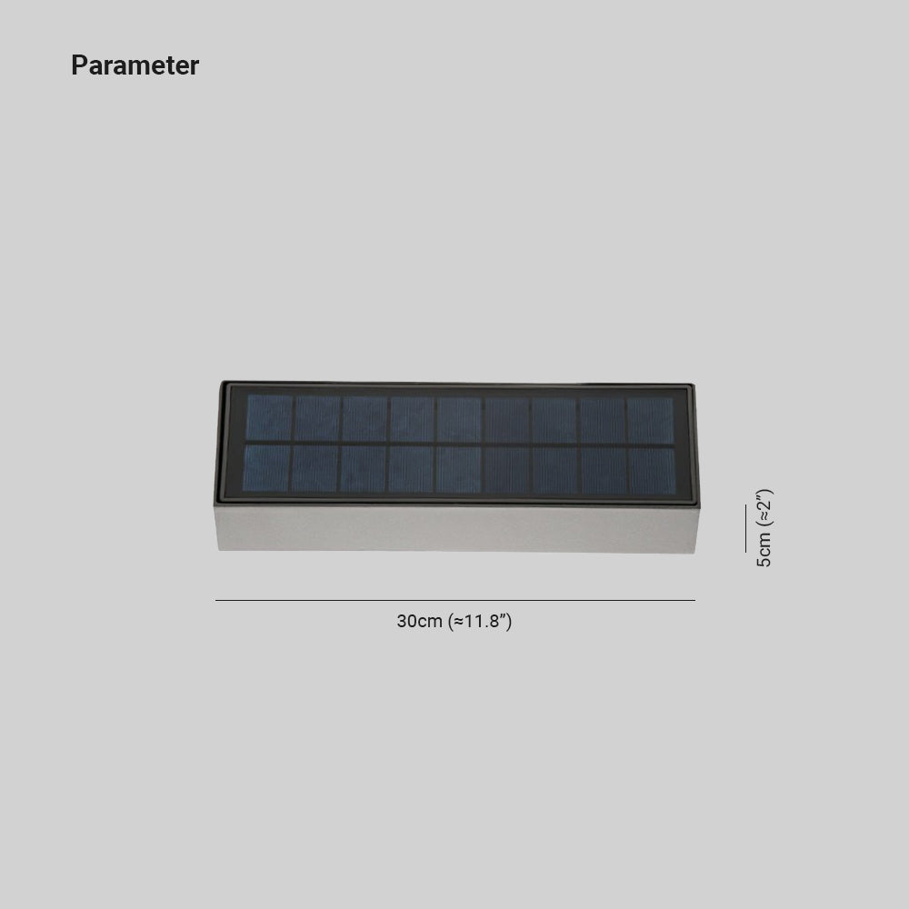 Ray Modern  rectangular Solar Waterproof Outdoor Wall Lamp, Black