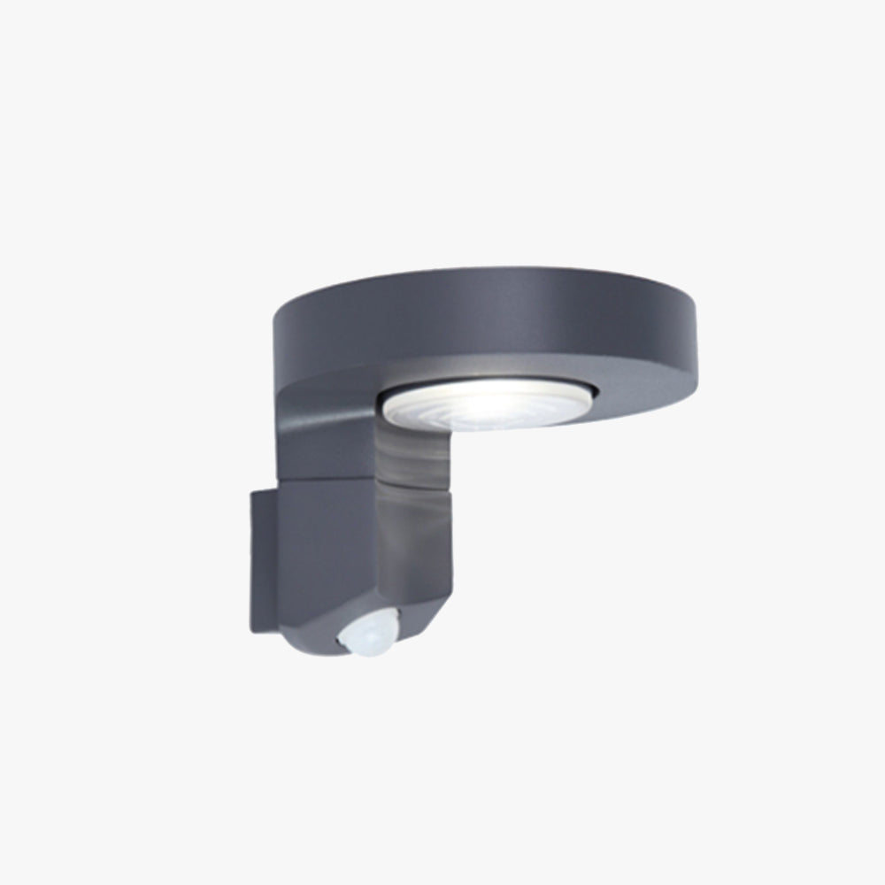 Ray Modern Round Metal/ Sensor Solar Waterproof Outdoor Wall Lamp, Black