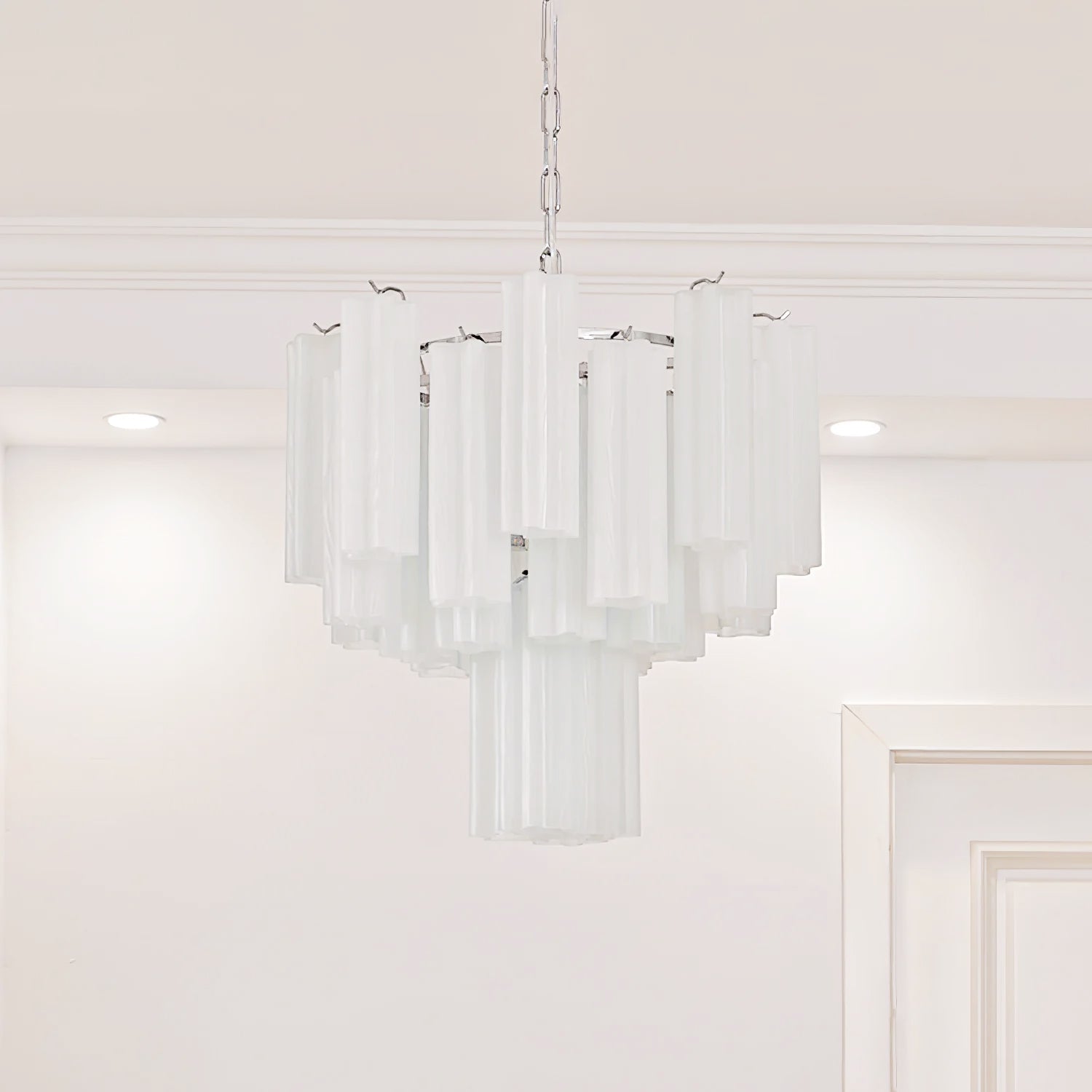 Aurora Chandelier White Layered Tube