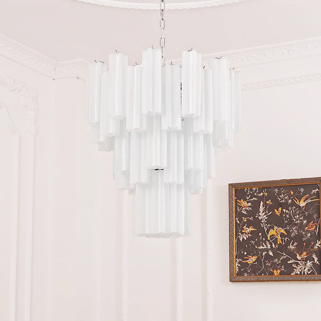 Aurora Chandelier White Layered Tube