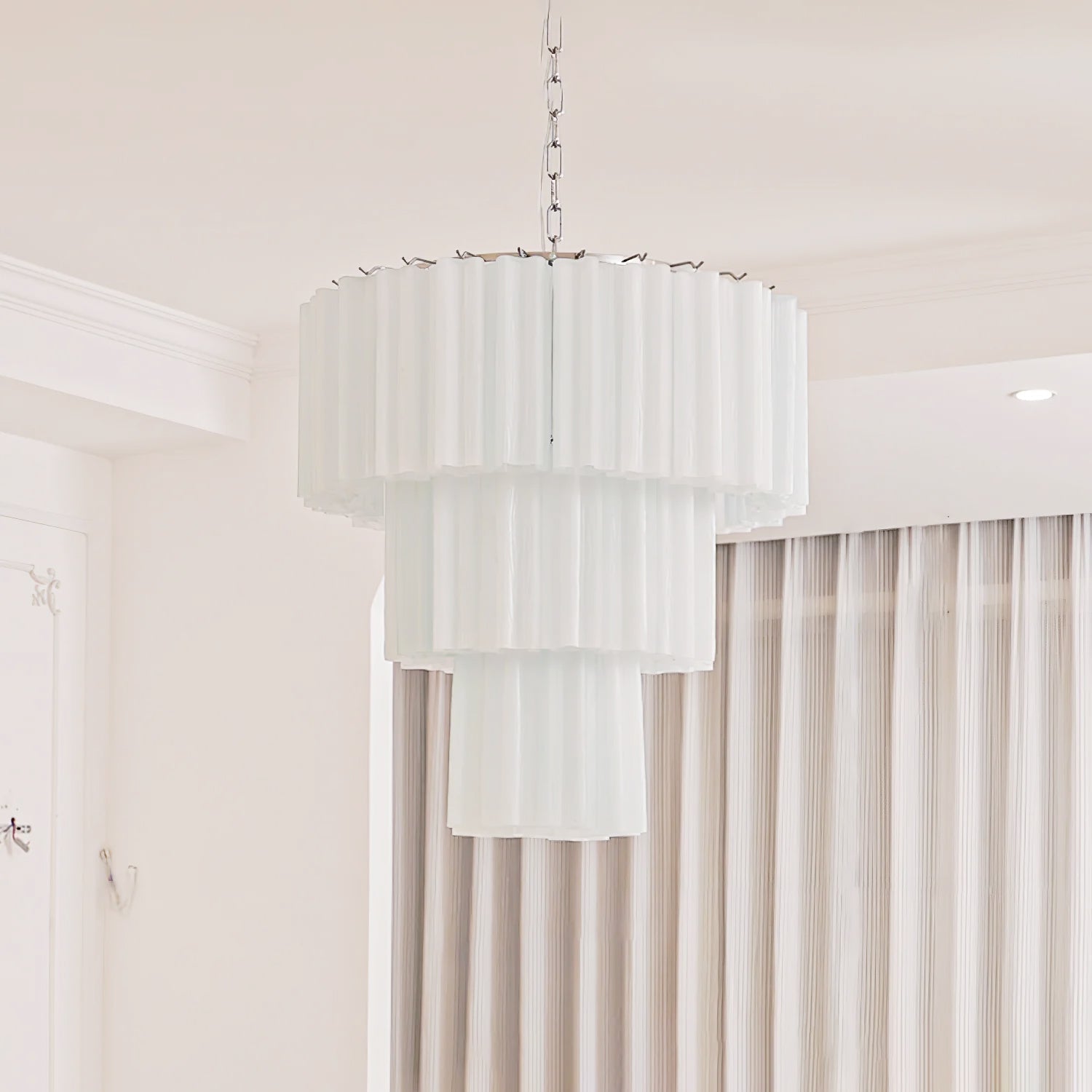 Aurora Chandelier White Layered Tube