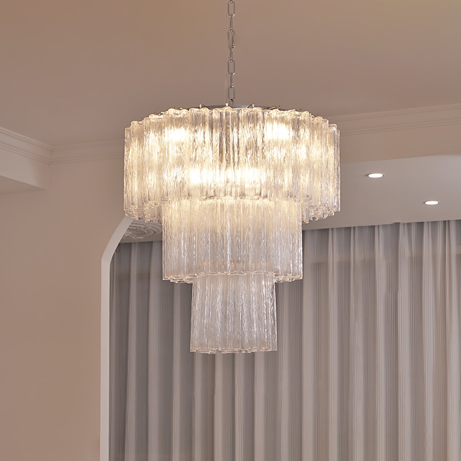 Aurora Chandelier White Layered Tube